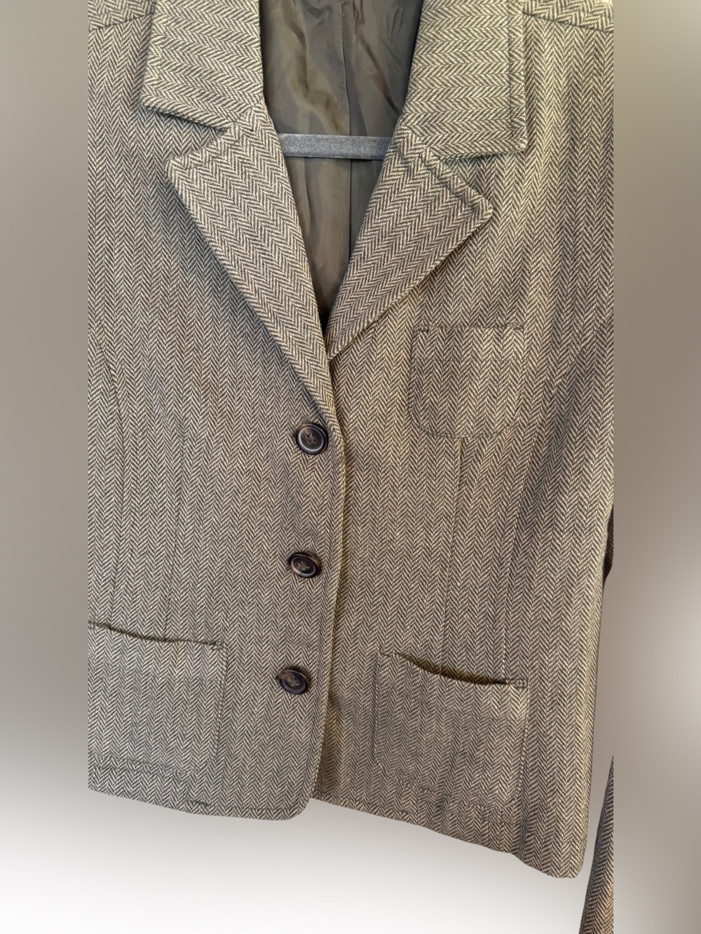 Classic Herringbone Women's Blazer - Taupe